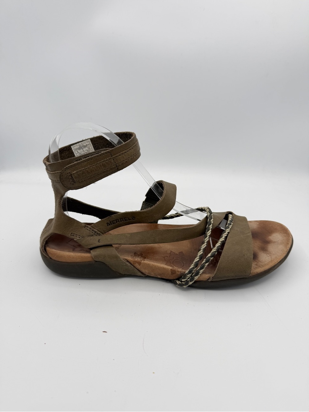 Merrell Henna Leather Gladiator Sandals Green Beachy Boho Earthy Comfort 8